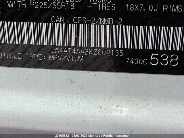 JA4AT4AA3KZ602135 Mitsubishi Eclipse Cross Se
