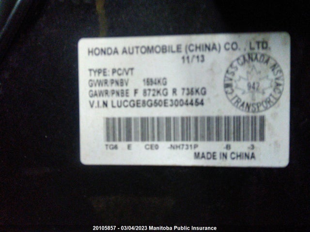 Honda FIT LX 2014 LUCGE8G50E3004454 Image 10