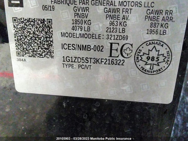 Chevrolet MALIBU LT 2019 1G1ZD5ST3KF216322 Image 10