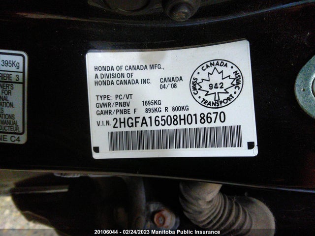 Honda Civic Lx 2008 2HGFA16508H018670 Image 10