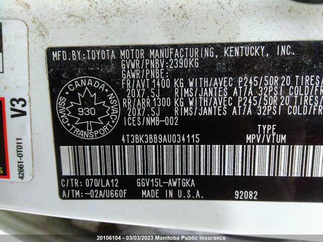 Toyota Venza V6 2010 4T3BK3BB9AU034115 Image 10