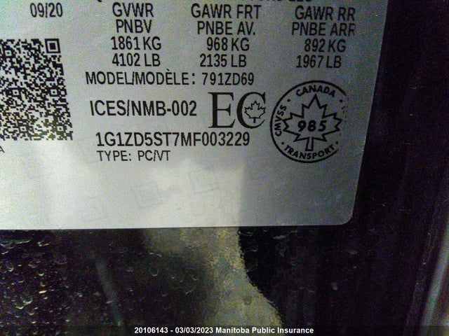 Chevrolet MALIBU LT 2021 1G1ZD5ST7MF003229 Image 9