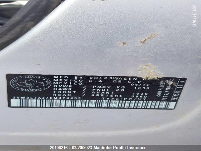 Volkswagen Jetta 2.0 Tdi  2012 3VW3L7AJ7CM424455 Image 9