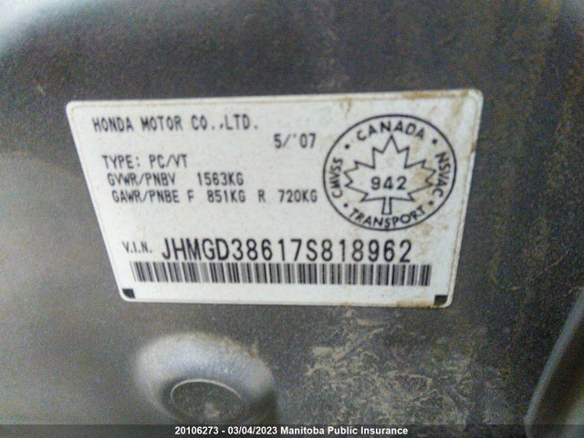 Honda Fit Sport 2007 JHMGD38617S818962 Image 10