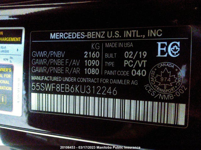 Mercedes Benz C300 4matic  2019 55SWF8EB6KU312246 Image 10