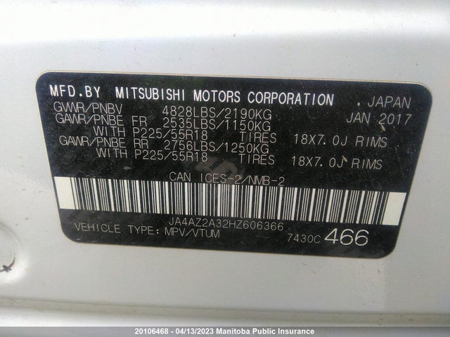 JA4AZ2A32HZ606366 Mitsubishi Outlander Es