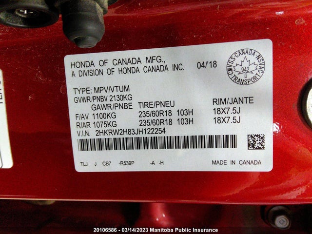 Honda Cr-v Ex-l 2018 2HKRW2H83JH122254 Image 10