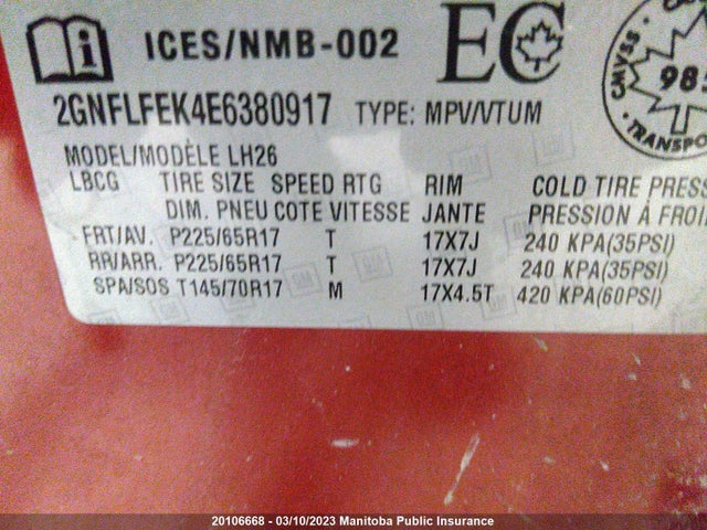 Chevrolet EQUINOX LT 2014 2GNFLFEK4E6380917 Image 9