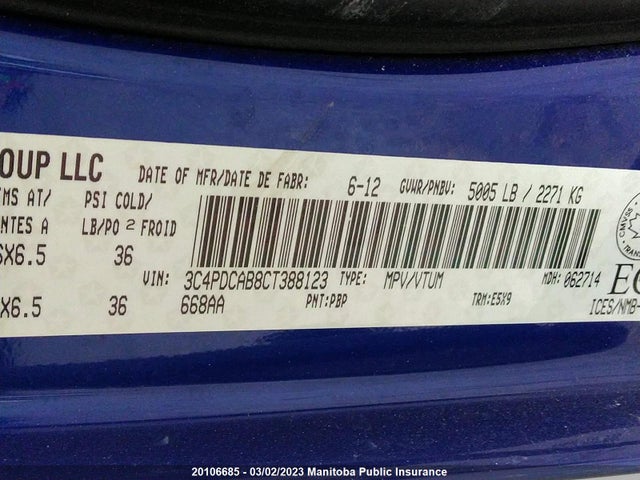 Dodge JOURNEY SE 2012 3C4PDCAB8CT388123 Image 9