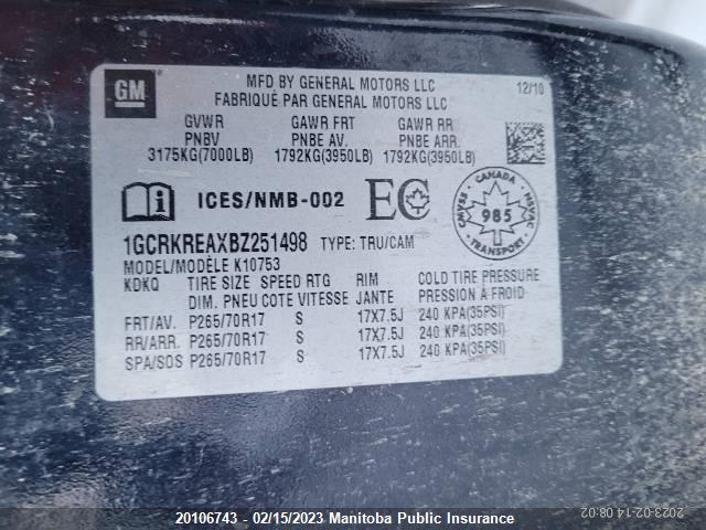 Chevrolet Silverado 1500 Ls Ext Cab 2011 1GCRKREAXBZ251498 Image 9