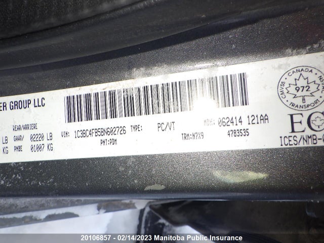 1C3BC4FB5BN602726 Chrysler 200 LX