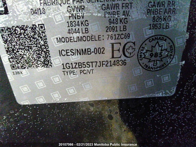 Chevrolet MALIBU LS 2018 1G1ZB5ST7JF214836 Image 10