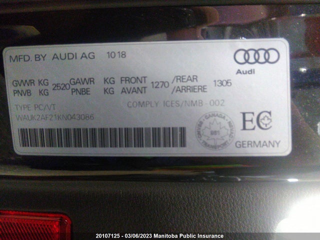 WAUK2AF21KN043086 Audi A6 Technik S 3.0 Tfsi Quattro