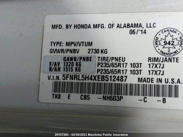 Honda ODYSSEY EX 2014 5FNRL5H4XEB512487 Image 9