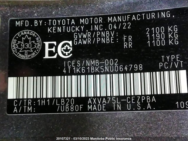 Toyota CAMRY XSE 2022 4T1K61BK5NU064798 Image 10