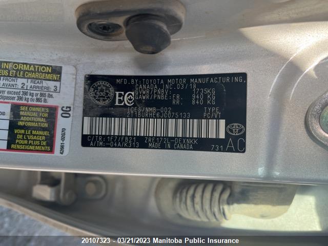 Toyota COROLLA LE 2018 2T1BURHE6JC075133 Image 9