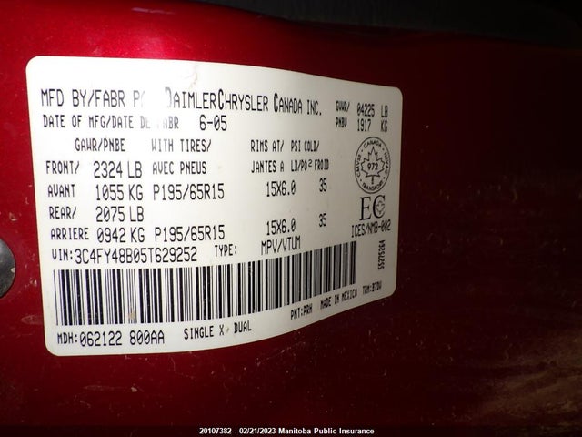 3C4FY48B05T629252 Chrysler Pt Cruiser