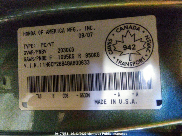 Honda Accord Ex-l 2008 1HGCP26848A800633 Image 10