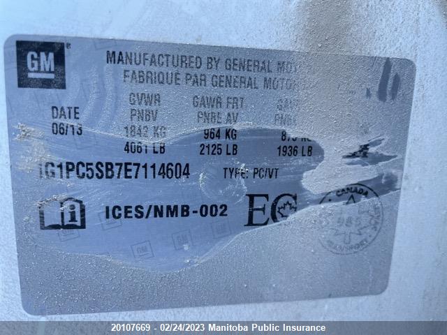 Chevrolet Cruze Lt Turbo  2014 1G1PC5SB7E7114604 Image 9