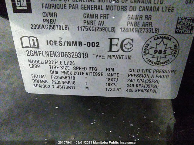 Chevrolet EQUINOX LT 2013 2GNFLNEK3D6329319 Image 10