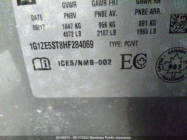 Chevrolet MALIBU LT 2017 1G1ZE5ST8HF284069 Image 10