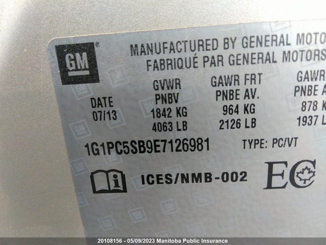 Chevrolet Cruze Lt Turbo  2014 1G1PC5SB9E7126981 Image 9