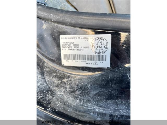Honda Odyssey Ex-l  2007 5FNRL38747B506783 Image 9