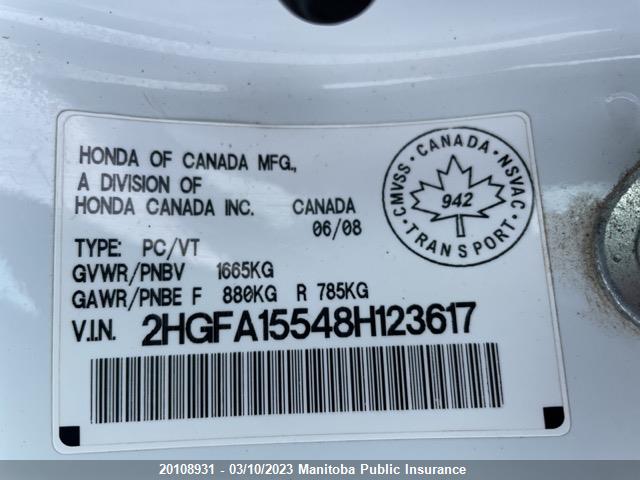 Honda Civic Lx 2008 2HGFA15548H123617 Image 9