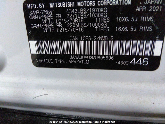 JA4AJUAU3MU605696 Mitsubishi RVR ES