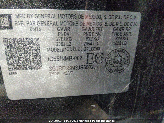 Chevrolet CRUZE LT 2018 3G1BE6SM3JS650277 Image 9