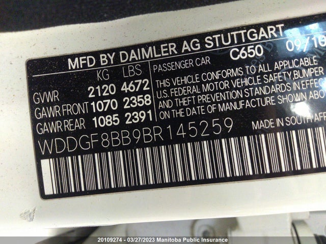Mercedes Benz C300w 4matic  2011 WDDGF8BB9BR145259 Image 10