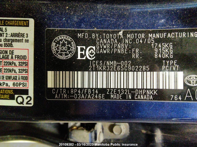 Toyota Matrix Xr 2005 2T1KR32E65C902285 Image 10