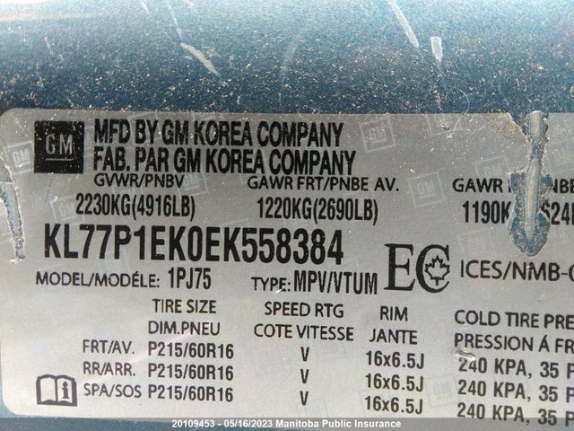 Chevrolet Orlando Lt 2014 KL77P1EK0EK558384 Image 10