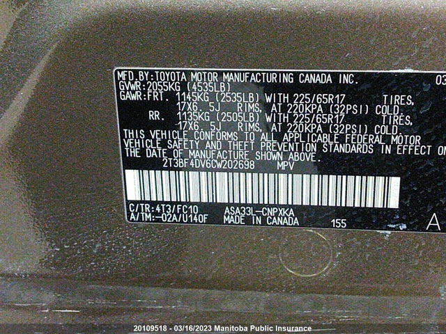 Toyota RAV4 2012 2T3BF4DV6CW202698 Image 9