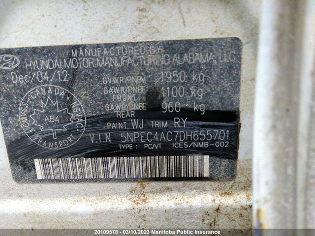 Hyundai Sonata Limited 2013 5NPEC4AC7DH655701 Image 10