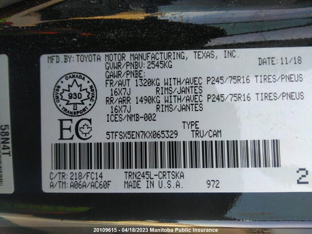 Toyota Tacoma Access Cab 2019 5TFSX5EN7KX065329 Image 9