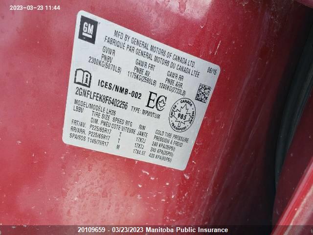 Chevrolet EQUINOX LT 2015 2GNFLFEK8F6402256 Image 9