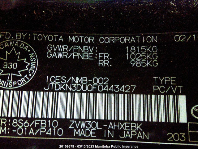 Toyota PRIUS 2015 JTDKN3DU0F0443427 Image 10