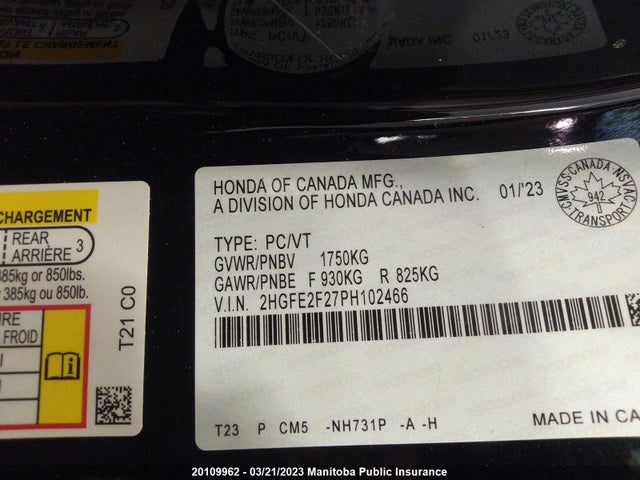 Honda Civic Lx 2023 2HGFE2F27PH102466 Image 10