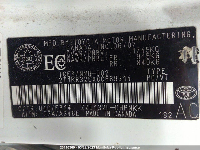 Toyota Matrix Xr 2008 2T1KR32EX8C689314 Image 10