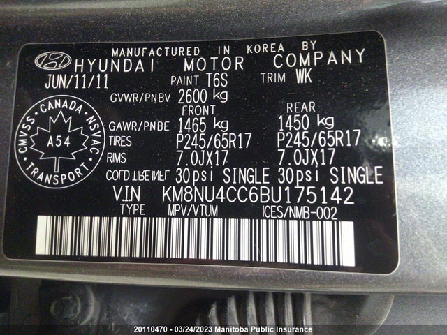 Hyundai Veracruz Gl V6 2011 KM8NU4CC6BU175142 Image 10