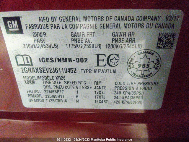 Chevrolet EQUINOX LT 2018 2GNAXSEV2J6110452 Image 9
