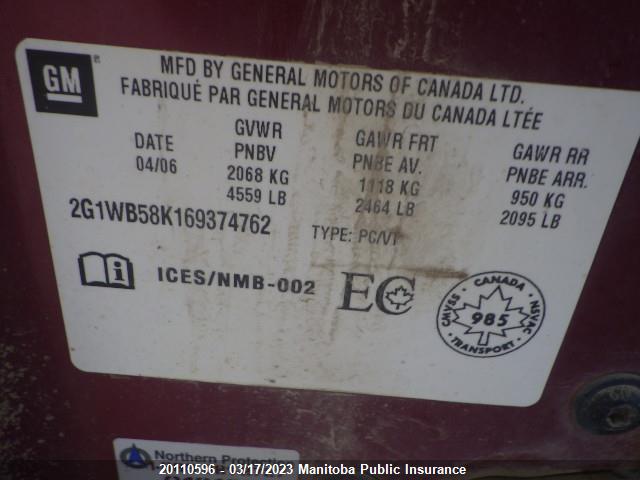 Chevrolet Impala Ls V6  2006 2G1WB58K169374762 Image 10
