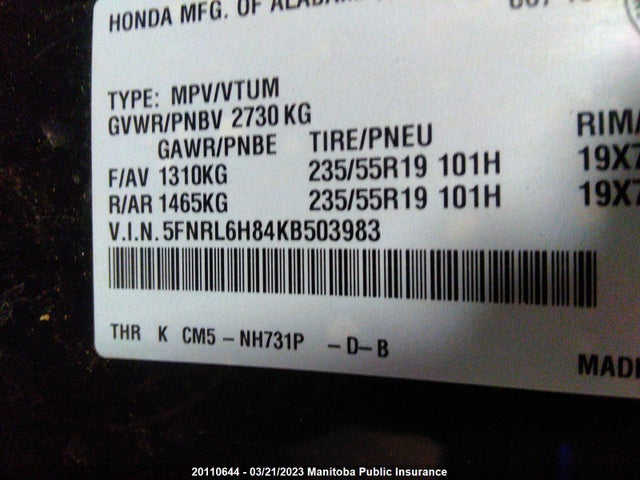 Honda Odyssey Touring 2019 5FNRL6H84KB503983 Image 9