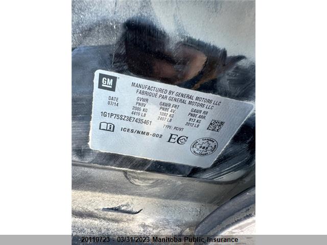 Chevrolet Cruze 2014 1G1P75SZ3E7435461 Image 9
