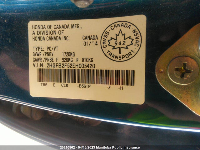 Honda CIVIC EX 2014 2HGFB2F52EH005420 Image 9