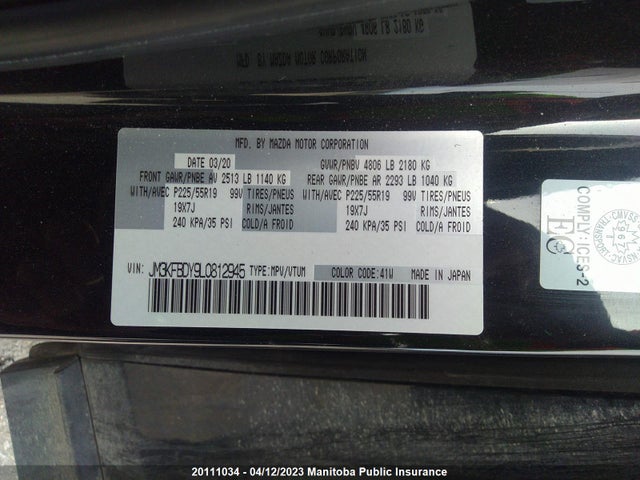Mazda Cx-5 Gt Turbo  2020 JM3KFBDY9L0812945 Image 9