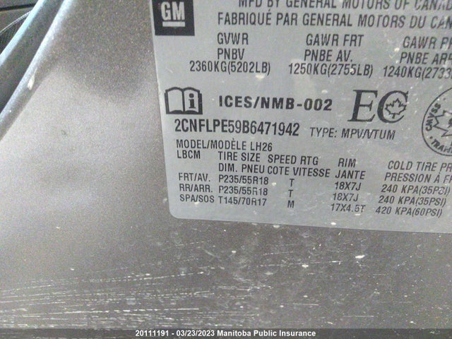 Chevrolet Equinox Lt V6  2011 2CNFLPE59B6471942 Image 10