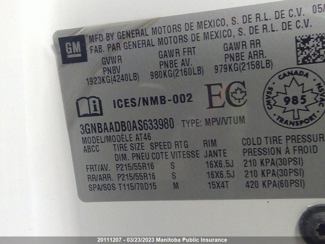Chevrolet HHR LS 2010 3GNBAADB0AS633980 Image 10