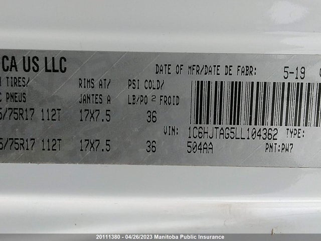 1C6HJTAG5LL104362 Jeep Gladiator Sport